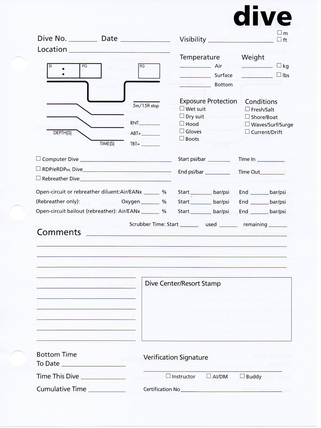 PADI Adventure Log Refill Pages
