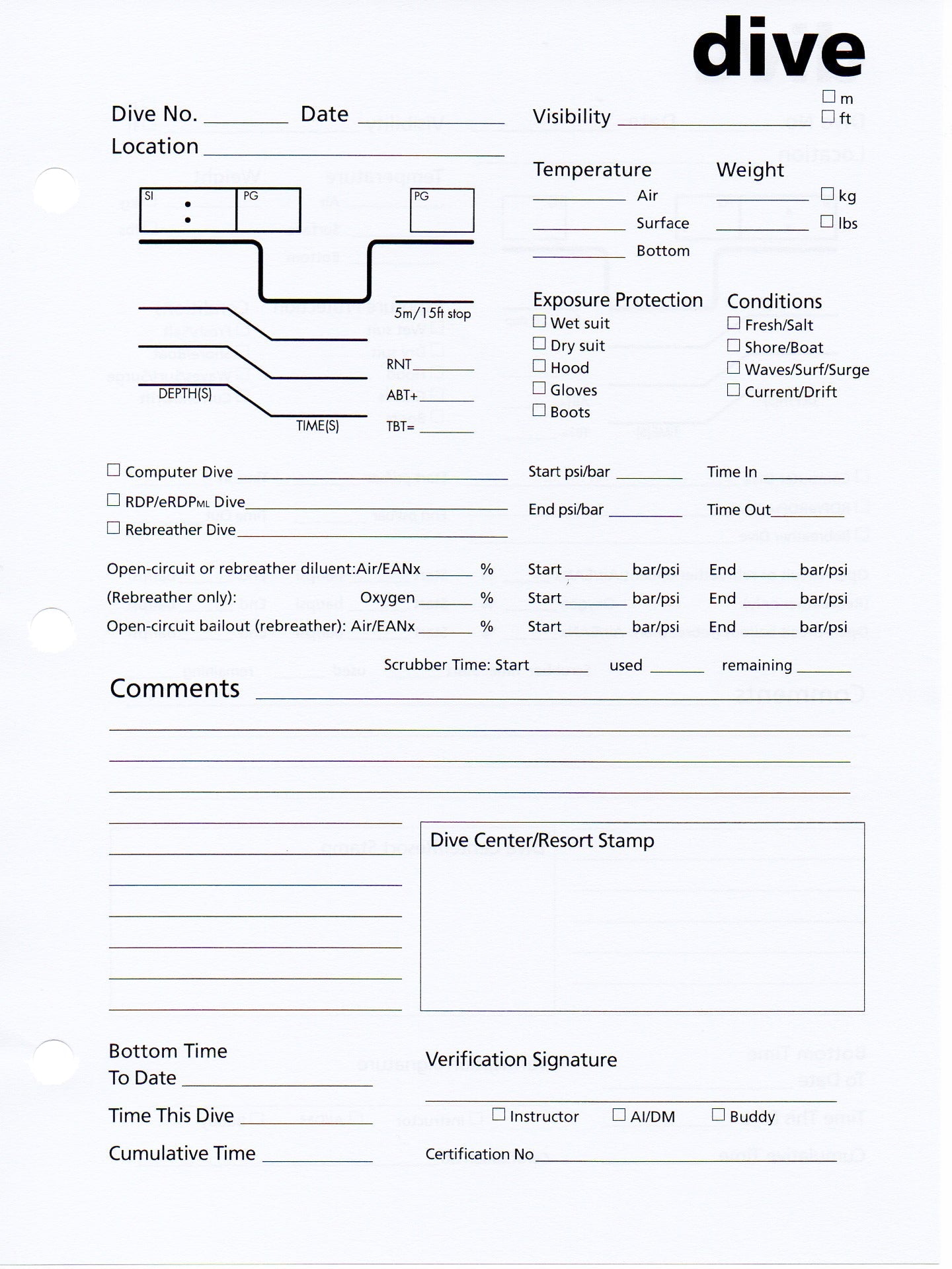 PADI Adventure Log Refill Pages