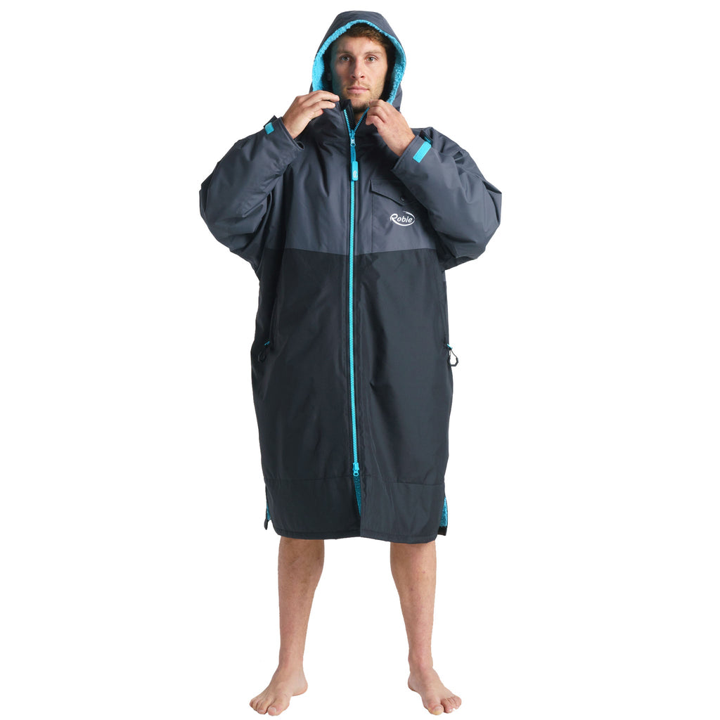 Robie Dry Series Recycled Long Sleeve Changing Robe - Black/Charcoal/Blue