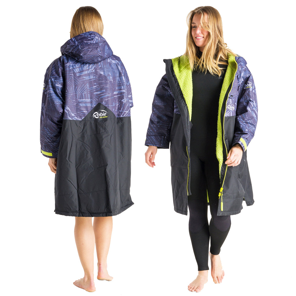 Robie Dry Series Recycled Long Sleeve Changing Robe - Black/Shade/Lime