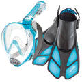 Cressi Duke Dry Full Face Snorkelling Mask & Bonete Fins Set for Adults